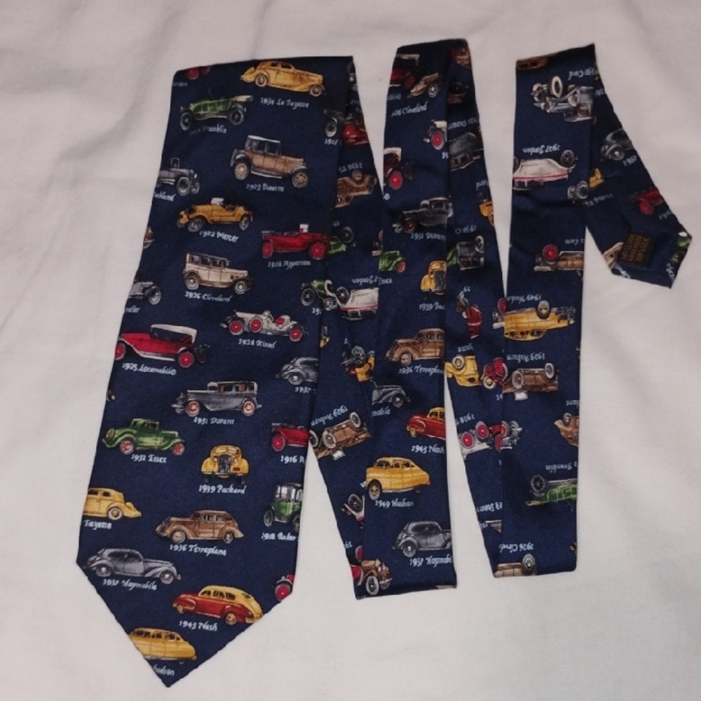 Kids' Vintage Car Pattern Tie - Blue
